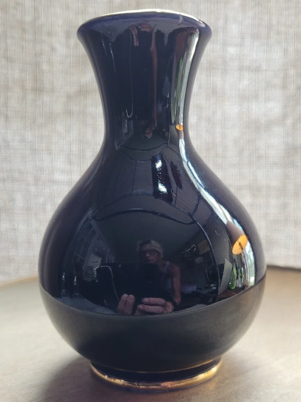Lomonosov cobalt blue vase . Gold Rim And Base. Made In USSR.